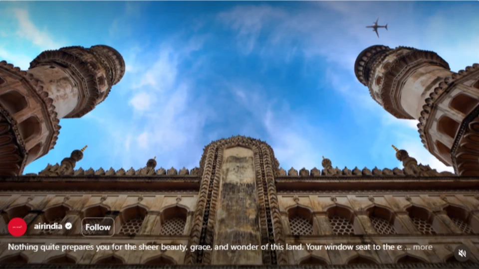 Screengrab from the Air India film celebrating 'Incredible India'