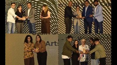 Clockwise from bottom left: Artsmith, team Kinnect, team Hyundai, and team Ways on stage