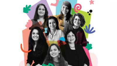 (clockwise from bottom left) Mithila Saraf, Farah Kapadia, Vandana Tilwani, Harshada Menon, Sonal Chhajerh, Babita baruah and Adyasha Tomar