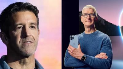John Ternus (left) and Tim Cook
