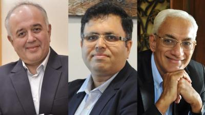 Jaideep Gandhi (left), Mohit Joshi, and Srinivasan K Swamy